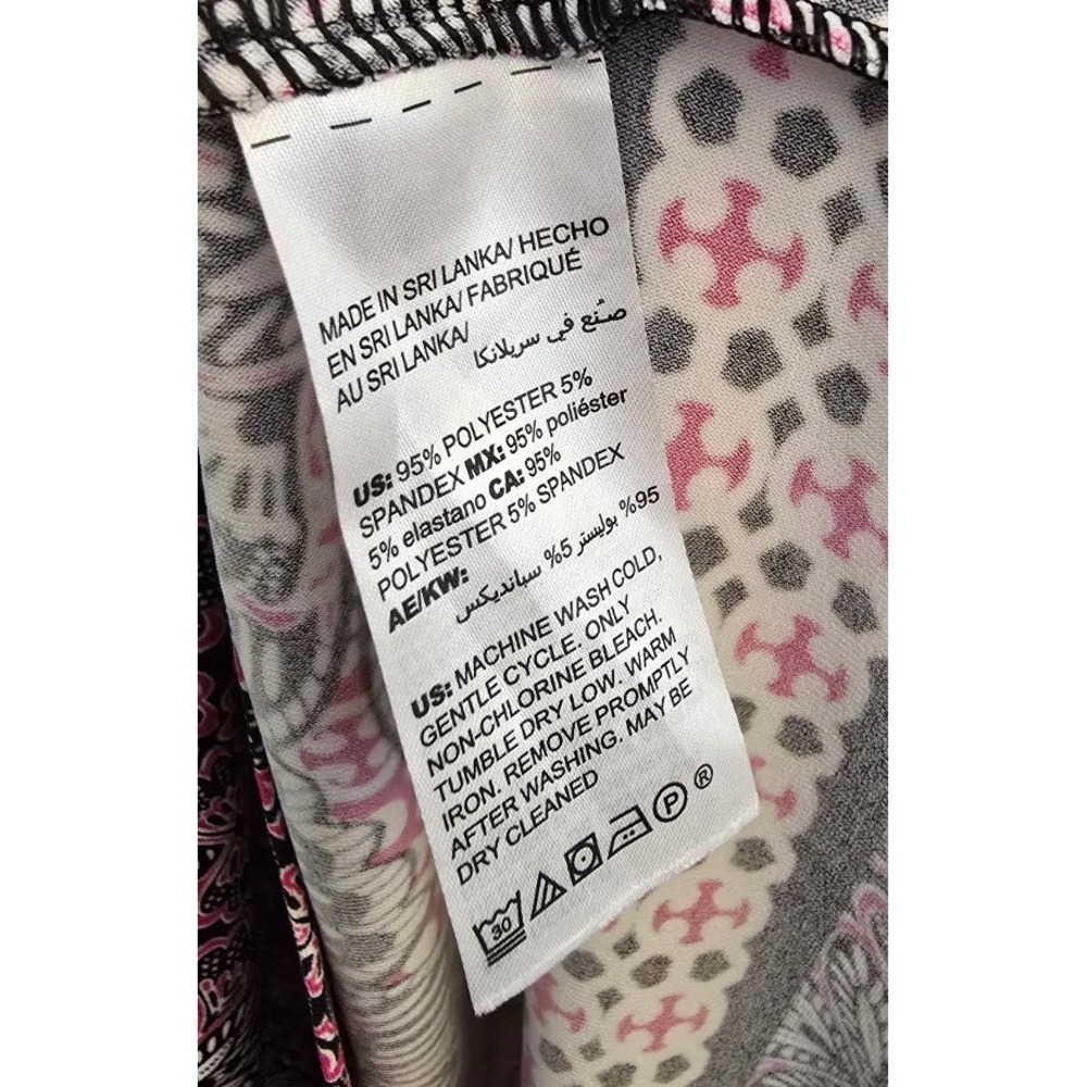 Chico's Womens Dress Etch Floral Shirt Pink Black White Knee Length 1 (8/10) - Picture 4 of 5